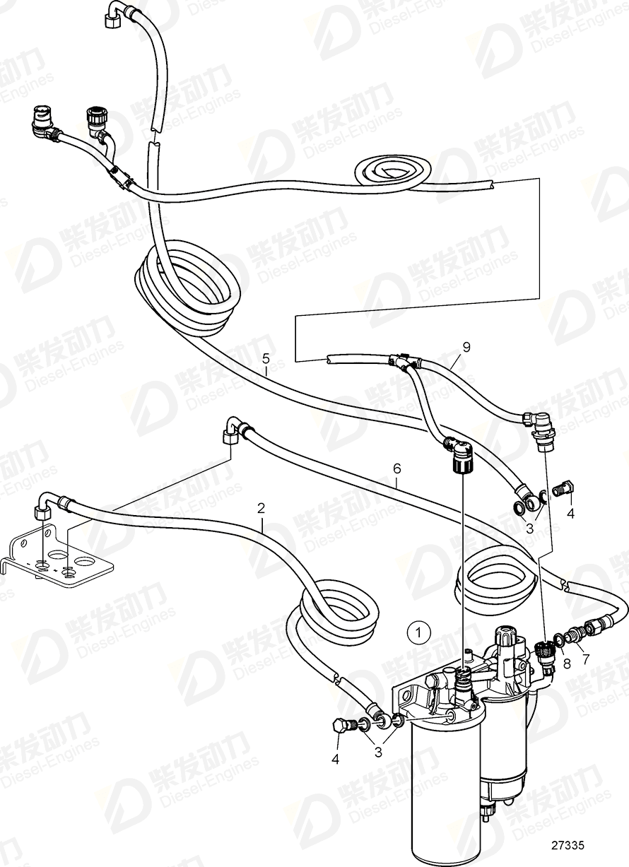 VOLVO Fuel hose 22313740 Drawing